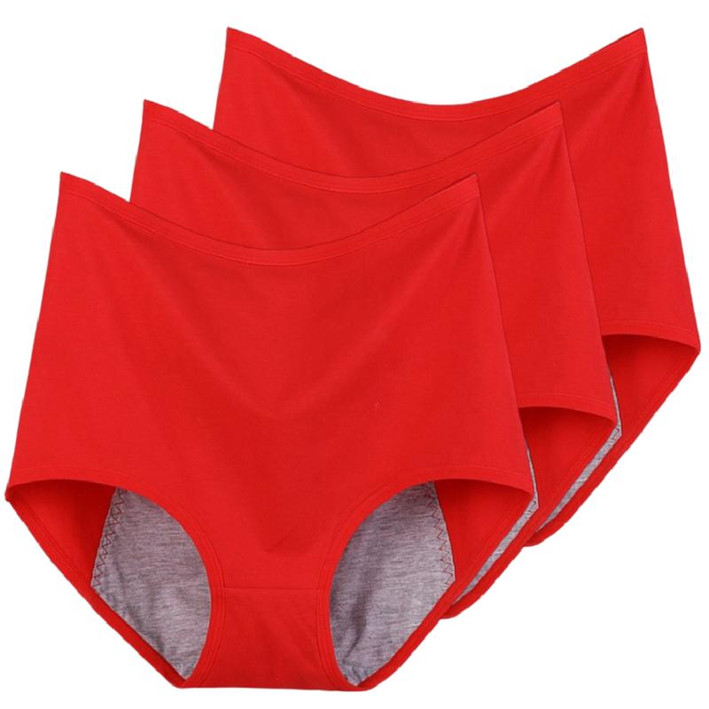 3Pieces/Lot Ladies' Panties Menstrual Leak-proof Underwear Physiological Pants Women's Briefs Plus Size XL XXL 3XL 4XL 5XL 6XL