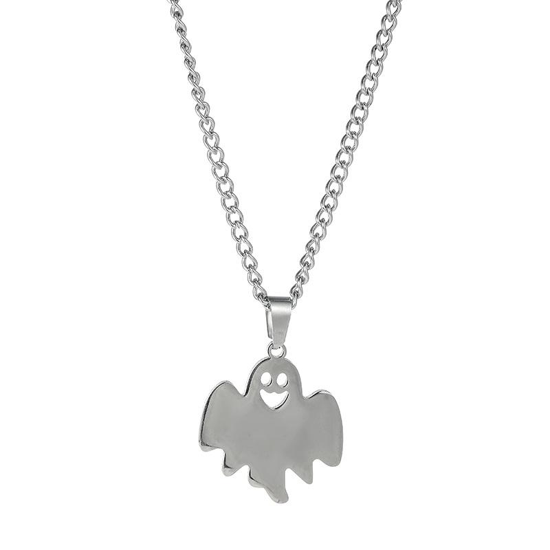 Little Ghost Pendant Titanium Steel Men's Necklace Fashionable and Versatile Halloween Accessory