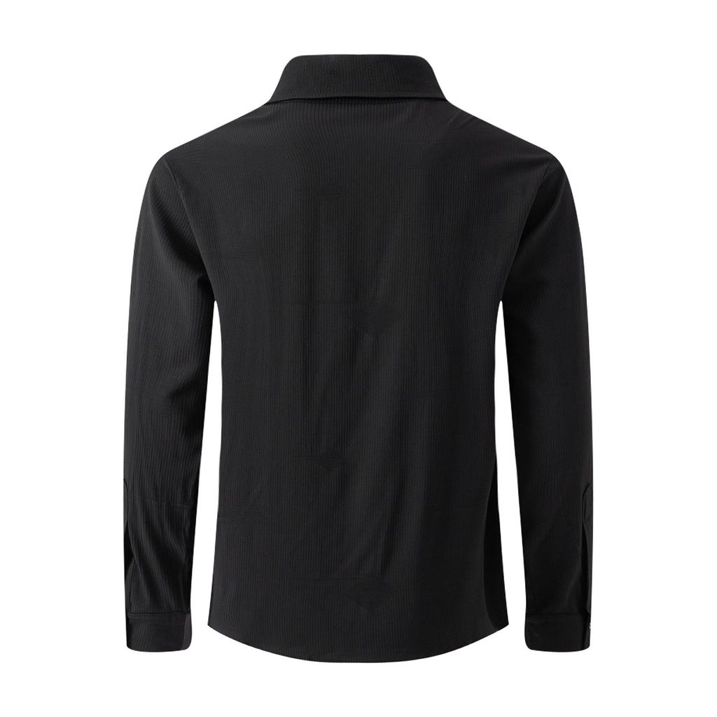 Мужская рубашка с длинным рукавом и однотонными пуговицами, повседневная однобортная рубашка с длинным рукавом в полоску