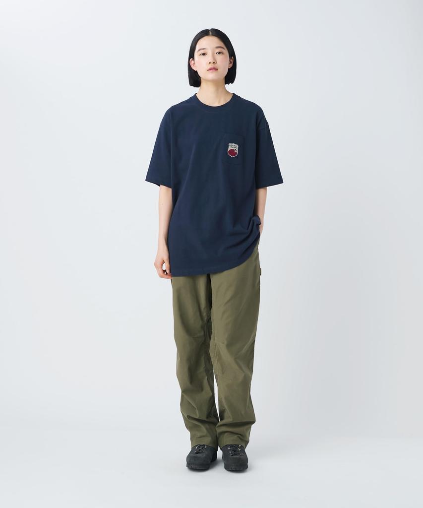 Snow Peak Trad Label Pocket Heavy T-Shirt SPTL-TS-26SU906, Indigo, Size M. Unisex heavyweight short-sleeve tee with a chest pocket.