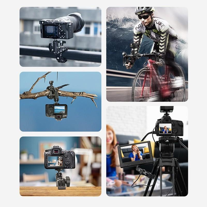 Super Clamp Camera C Clamp Mount 1/4" Ball Head Monitor Mount Adjustable Video Shooting Mobile Clamp for GoPro 11 10 9 Insta 360