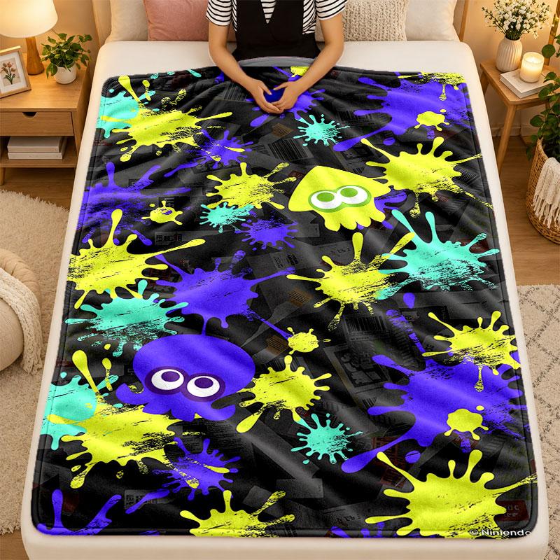 Flannel BlanketSplatoon Warm Soft Throw Blanket for Indoor Sofa Bed Living Room Use