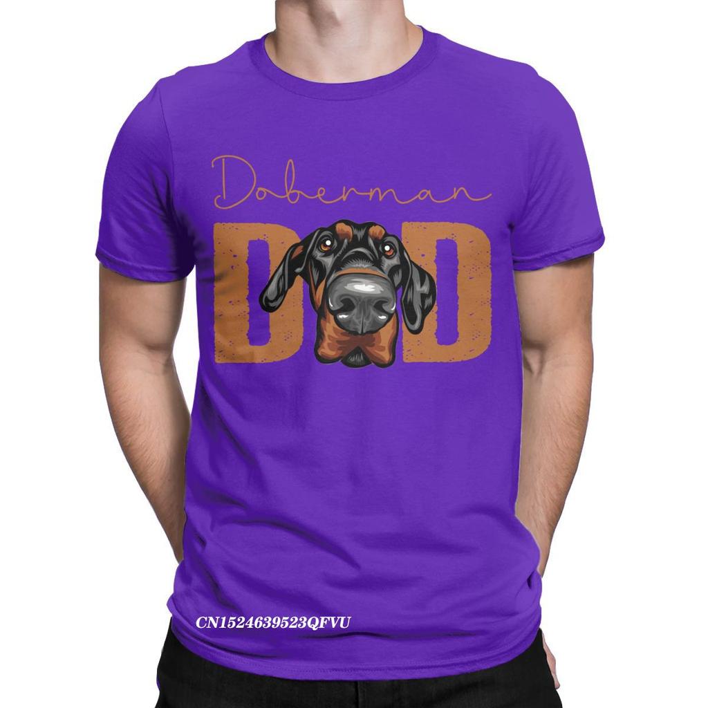 Men Doberman Dad Dog Tops T Shirts Animal Pet Oversized Pure Cotton Novelty Harajuku Crewneck Tees Aesthetic Camisas T-Shirt