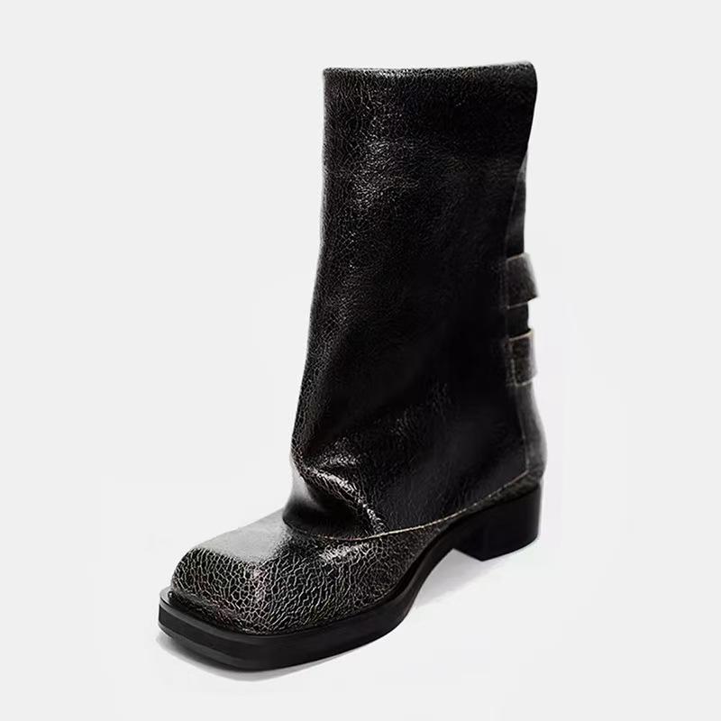 Дизайнерские брюки с пряжкой на ремне, сапоги для женщин, новые короткие сапоги с квадратным носком, женские сапоги в стиле панк на толстом каблуке