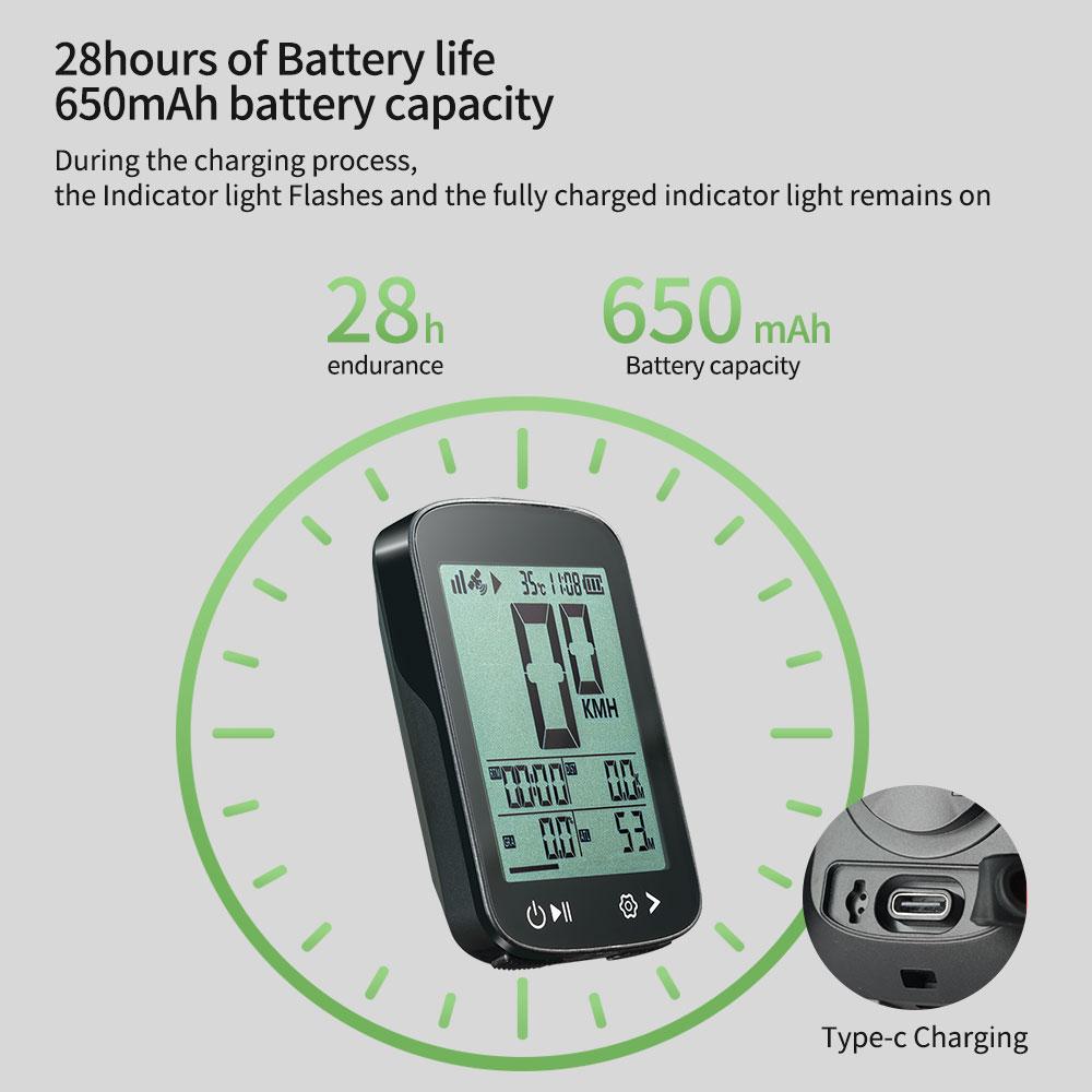 BIKEVEE Rechargeable GPS Wireless Bike Cycling Computer Waterproof USB-C Wireless Bicycle Speedometer Odometer Stopwatch with Auto Backlight Altitude