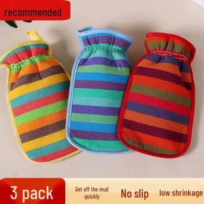 Двусторонняя утолщенная отшелушивающая губка для купания с радужной полоской для взрослых