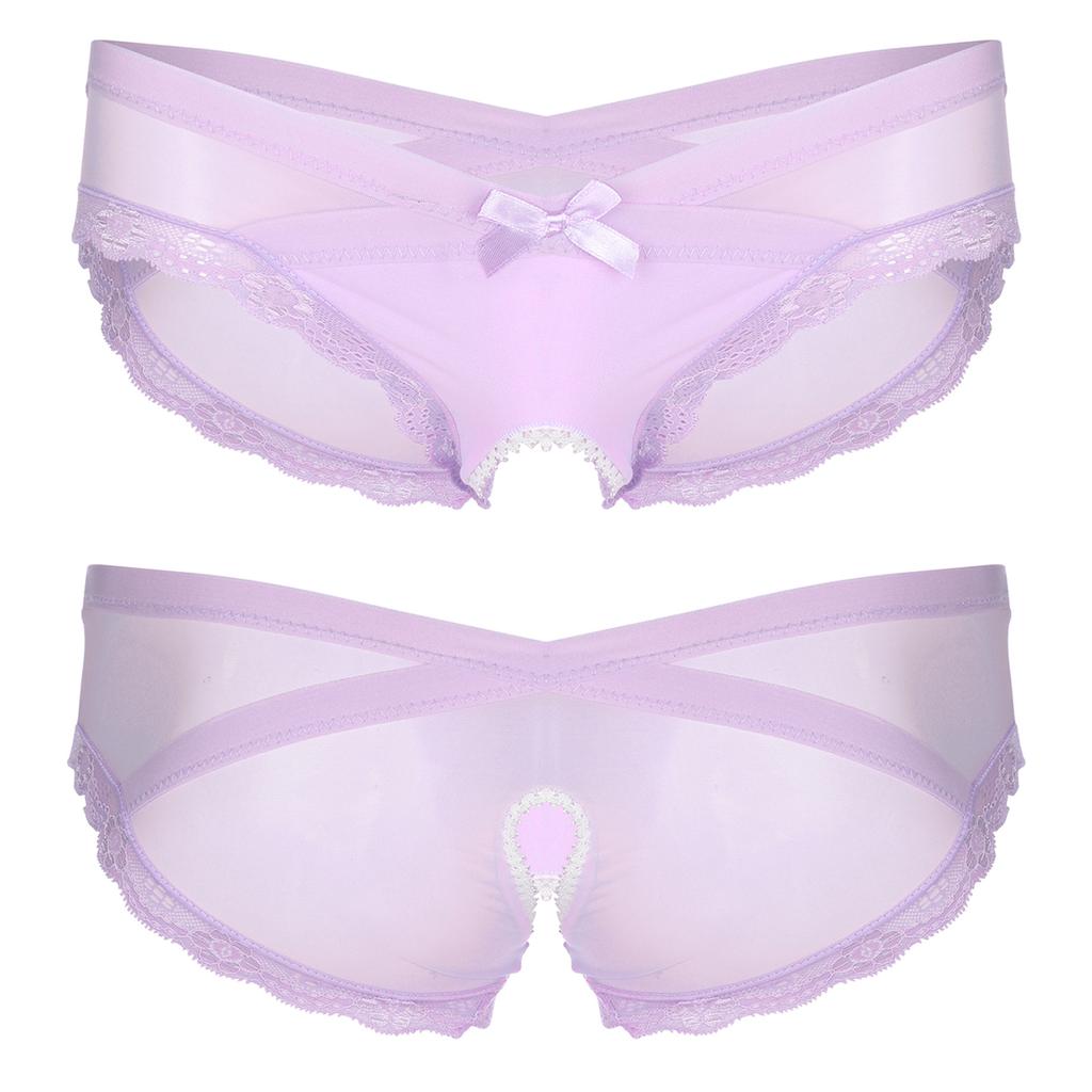 Мужские прозрачные сетчатые трусы без вырезов с низкой посадкой, трусы с кружевной отделкой, нижнее белье для трансвеститов Sissy