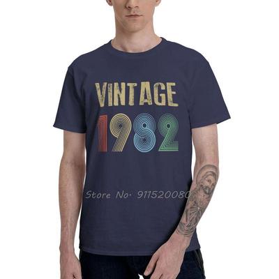 Винтажные футболки 1982 года в потертом стиле, унисекс, повседневная футболка, топ, хлопковая футболка, короткий рукав, подарок на день рождения, старые футболки, одежда