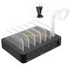 W89C Металлическая USB-станция для зарядки Быстрая многопортовая USB-станция Черный/Серебристый