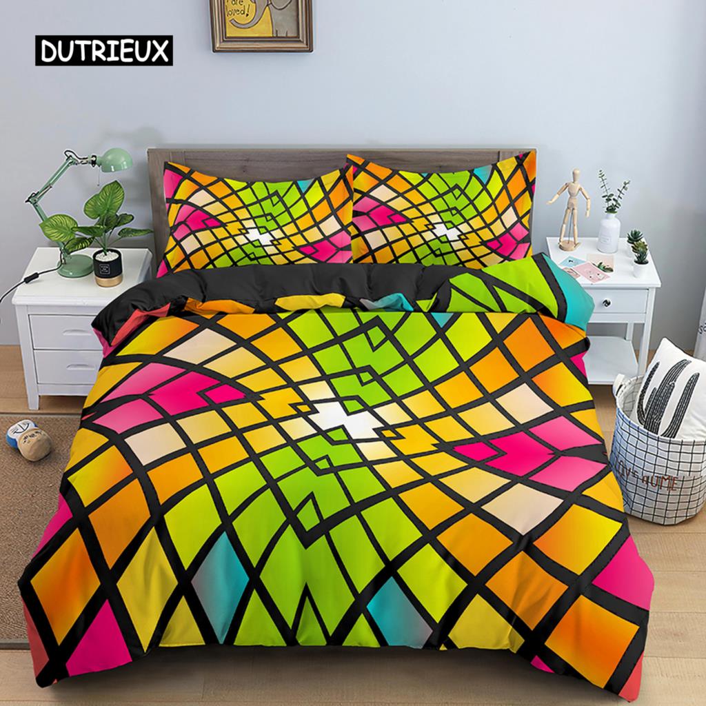 Комплект постельного белья с абстрактным рисунком, напечатанный на 3D-принтере, пододеяльник с застежкой-молнией, комплект одеяла из полиэстера размера Queen Size