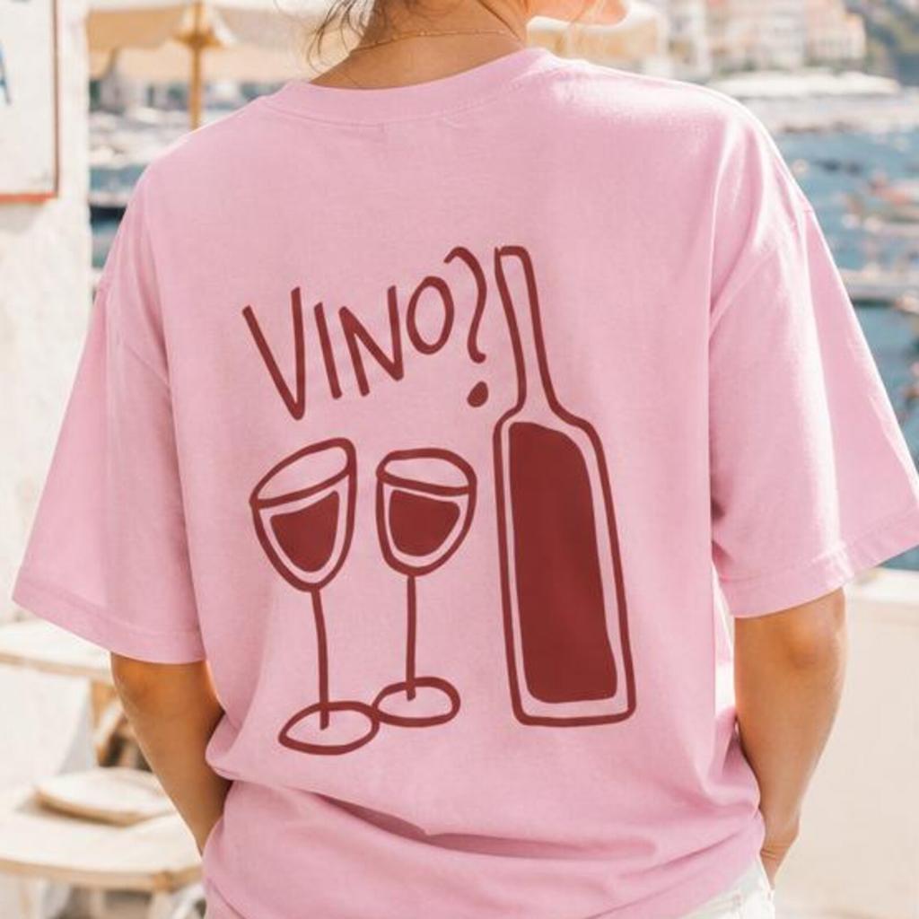 Vino Wine Lover Shirt: Italian Amalfi Coast Graphic Tee (Comfort Colors)