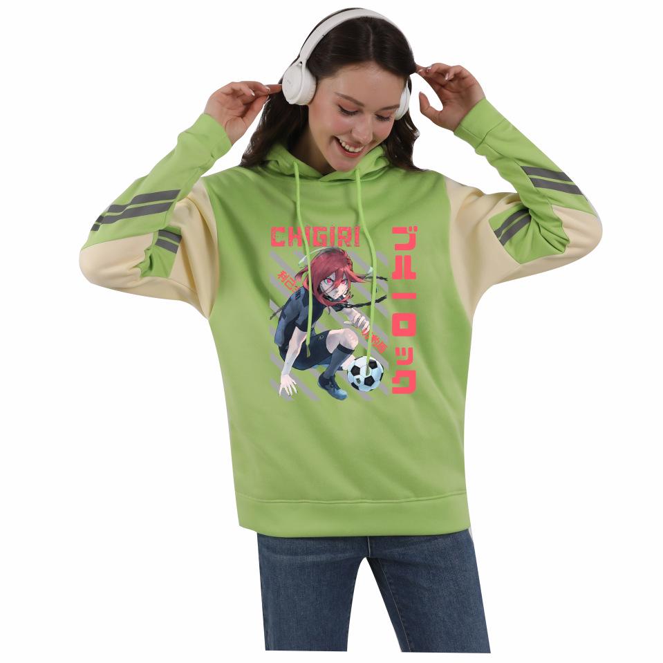 Blue Lock Anime Color Block Hoodie with Fleece for Men and Women - Autumn/Winter