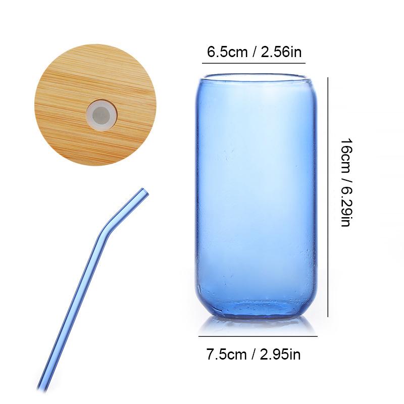 18,6 унций стаканы для питья с бамбуковыми крышками и стеклянными трубочками в форме банок, пивные бокалы, симпатичные стаканы для кофе со льдом, 1/4 шт.