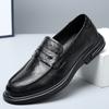 Fashion Designer Brand Classic Brown Loafers Men's Party Dress Shoes Minimalist Men's Leather Casual Shoes Non Slip Flat Bottom