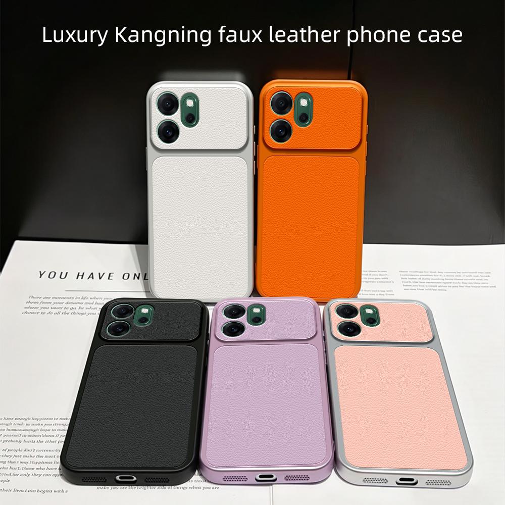 Чехол для Oppo Reno13 F Чехол для Oppo Reno14 F Кожаный чехол Роскошный чехол с защитой объектива Защитная матовая кожаная задняя крышка