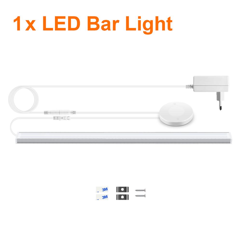 Under Cabinet LED Bar Light Linkable LED Strip Light With Penetrable Wood Touch Sensor Dimmable Switch For Kitchen Cabinet Shelf