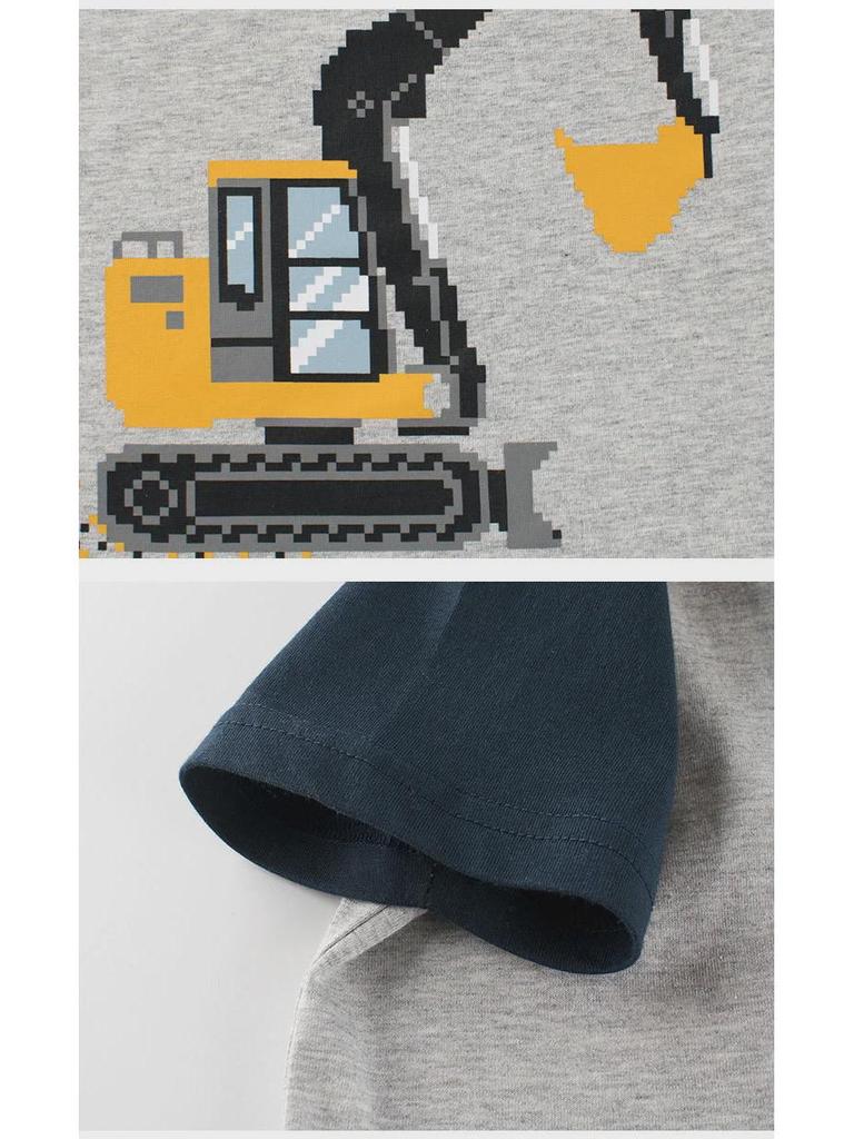 27kids 2025 Летняя футболка для мальчиков в корейском стиле с коротким рукавом для малышей