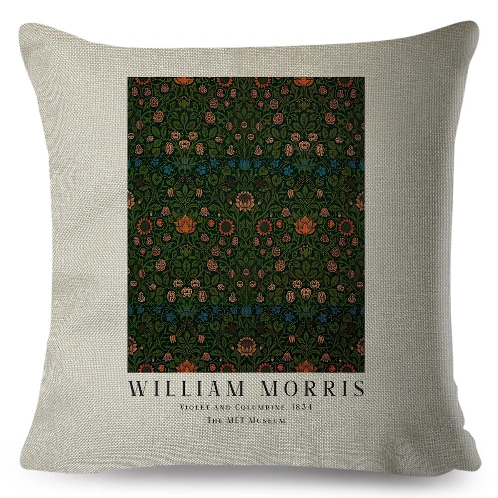 Nordic Style Cushion Cover William Morris Flower Pillowcase Linen Both Sided Decor Violets Botanical Throw Pillow Case for Sofa