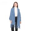 Plaid Solid Color Imitation Mink Long-Sleeved Shawl Women'S Warm Jacquard Double-Sided Shawl Knitted Cape