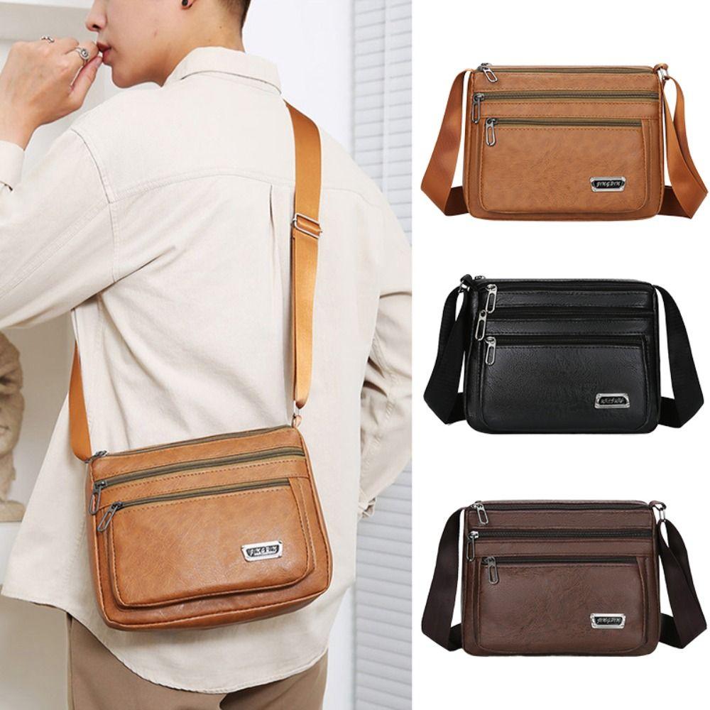 PU Leather Shoulder Bag Large Capacity Business Man Messenger Bag New Men's Crossbody Bag
