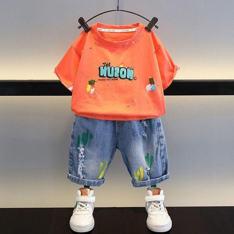 Stylish Boys Summer Short Sleeve Set 2024 Trendy Casual Lightweight Cotton Outfit