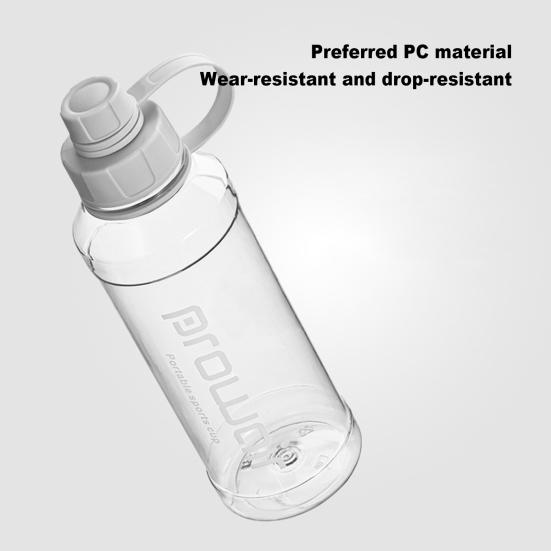 Бутылка для воды спортивная 1000 мл с ручкой, большая емкость, герметичная чашка-шейкер, портативная посуда для питья, прозрачная, для улицы, бега, велоспорта, путешествий