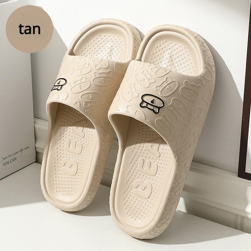 Тапочки для ванной комнаты для мужчин и женщин. Летние противоскользящие сандалии с милым медведем. Домашние сандалии.