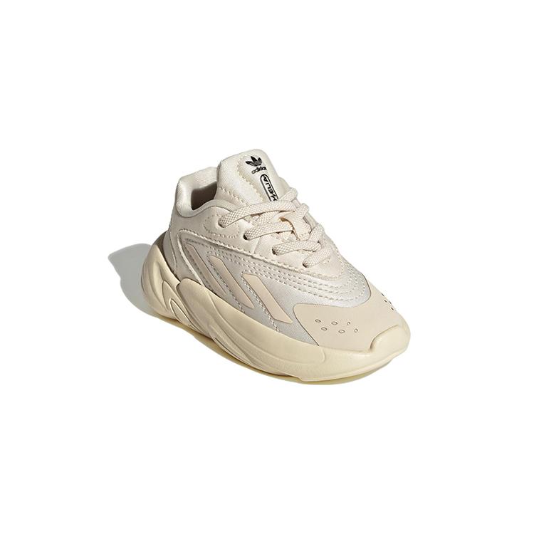 adidas Originals Ozelia El I Устойчивые к истиранию Низкие детские кроссовки Бежево-желтые для младенцев и малышей GW7215