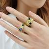 Women's Retro Molten Lava Ring with Colored Diamonds - Exaggerated Design