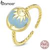 BAMOER из стерлингового серебра 925 пробы, великолепные регулируемые кольца с солнцем и луной для женщин, ювелирные украшения