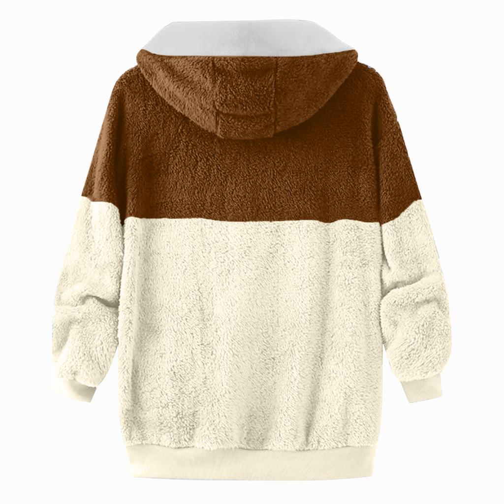 Мужская зимняя флисовая толстовка с капюшоном на молнии с накладным карманом, повседневная куртка