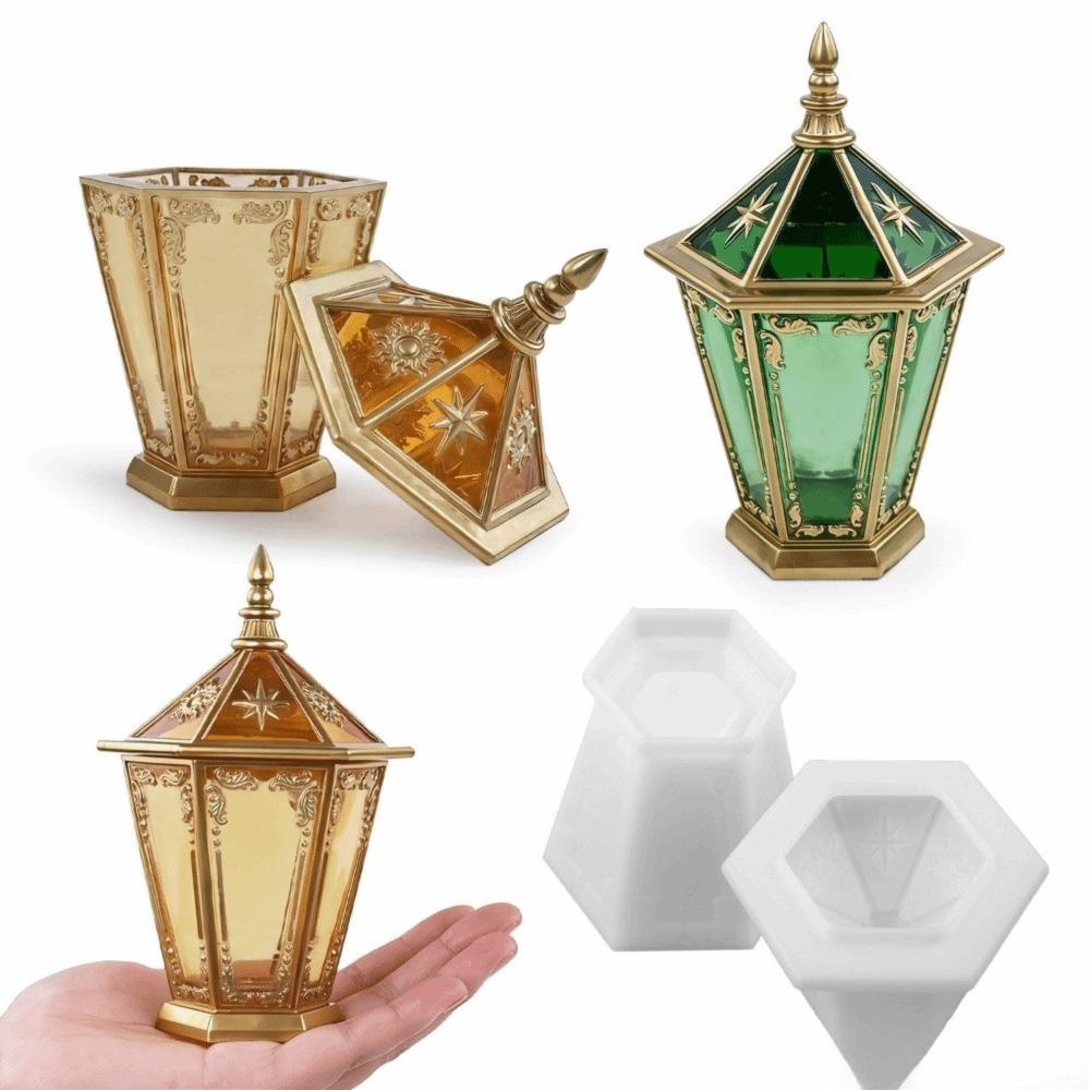 Star Moon Design Silicone Mold with Lid Hexagon Mold Boho Style DIY Mold Crafts Making