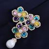 Высококачественная брошь-цветок из кристалла циркония: Элегантный медный аксессуар для женской моды