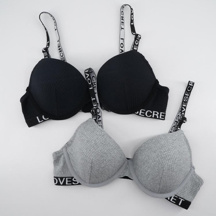Sexy underwear Chang Lizi new product spot letter black cotton mold with steel ring fashion adjustment bra wholesale
