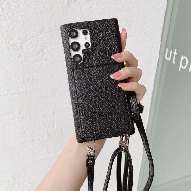 Crossbody Leather Phone Case for Samsung Galaxy S23 S21 FE S24 Ultra S22 Plus A54 A34 A14 A24 A35 A55 A15 A25 M54 Wallet Cover