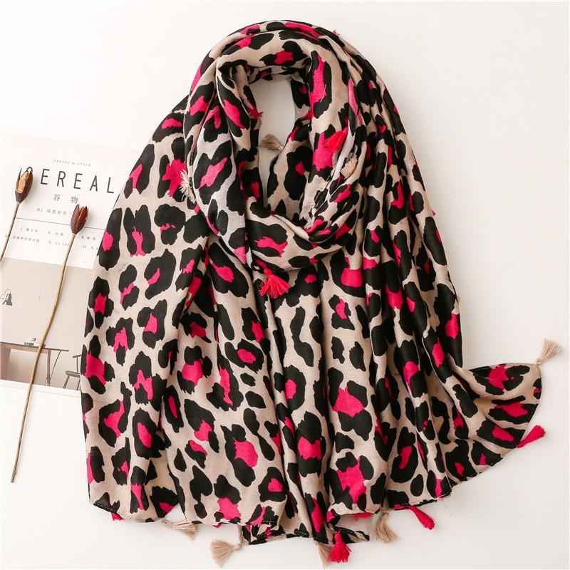 Spring And Autumn Winter Fashion Leopard Scarf Long Versatile Women'S Cotton And Hemp Silk Scarf Dual Use Shawl