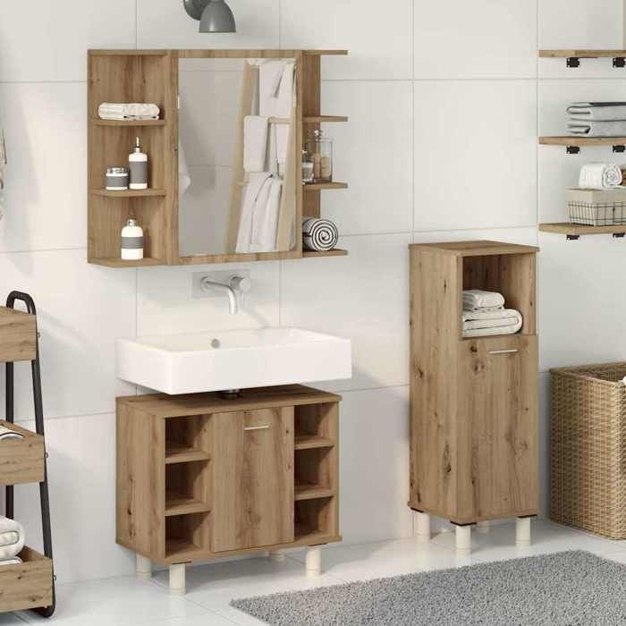 VidaXL Ensemble de meubles salle de bain 3 pcs bois d'ingénierie, armoire de salle de bain, placard de salle de bain, meuble 3328568