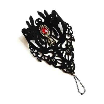 Стимпанк Готический Браслет - Черное Кружевное Запястье Ручная Цепочка Викторианские Аксессуары Идеально для Хэллоуина Наряжаться и Косплей