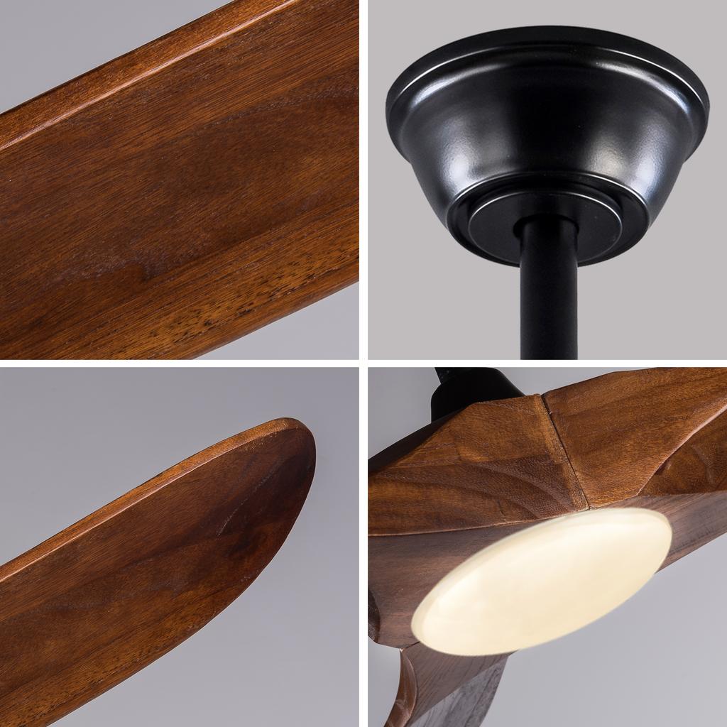 42-inch ceiling fan with lighting and remote control, 3 solid wood blades, low noise, 3CCT, 6-speed settings, suitable for living rooms and bedrooms
