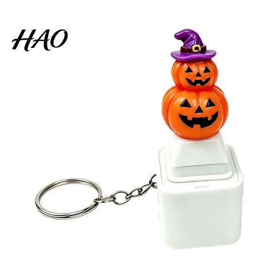 Holiday Entertainment Gift Halloween Fidget Toy Keychain with LED Light, Pumpkin Ghost Skull Sound Button, USB Rechargeable Stress Relief Pendant for