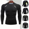 Мужской спортивный топ Slim Fit Высокая эластичность O-образный вырез Быстросохнущий Длинные рукава Slim Fit Компрессионный рисунок