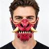 Костюм Маска для Косплея на Хэллоуин Японская Хання Красная Полумаска, Клыки Волка и Рельефные Детали Облаков, Дышащая Легкая Потертая Дизайн