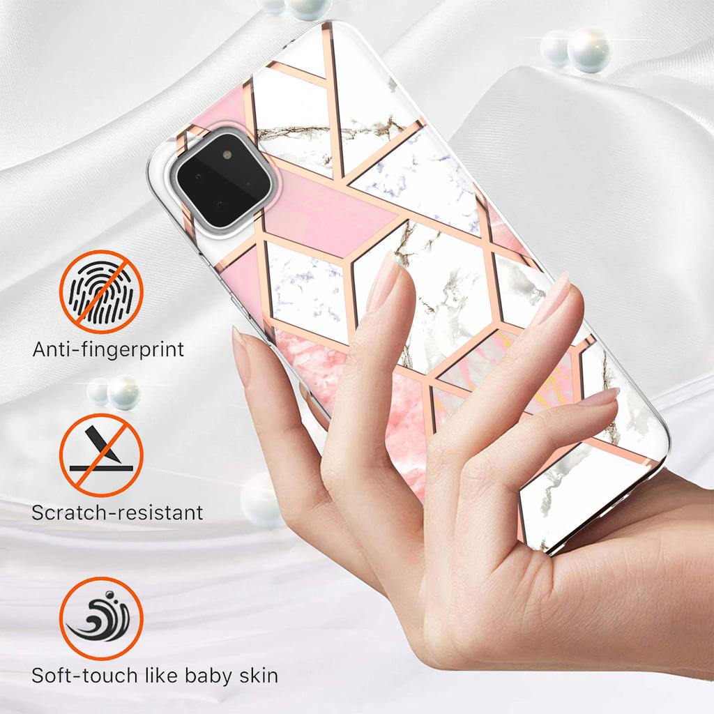 For Samsung Galaxy A22 5G (EU Version) Case Splicing IMD Marble Pattern Electroplated TPU Back Cover