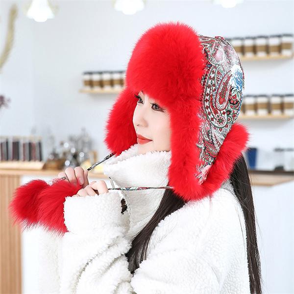 Женская шапка из натурального лисьего меха, пушистая новинка 2022 года, лыжная шапка-ловец для пилота, лыжная шапка с наушниками, зимняя меховая шапка-пилот