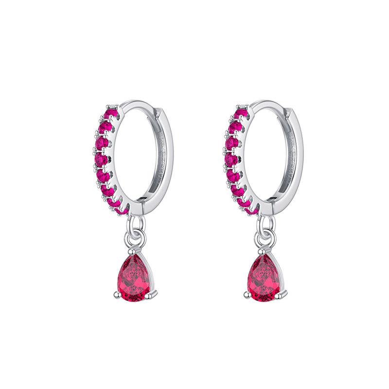 Rainbow Colored Zircon Ear Buckle Set, Love Water Drop Pendant, Small Earrings, Light Luxury and Exquisite Stacked Women's Earrings.