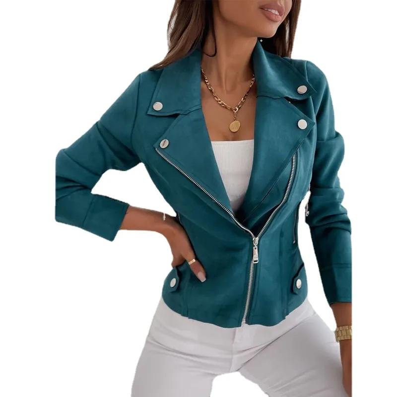 Женская модная кожаная куртка на шнуровке Slim Fit весна осень мотоциклетная куртка куртка на молнии