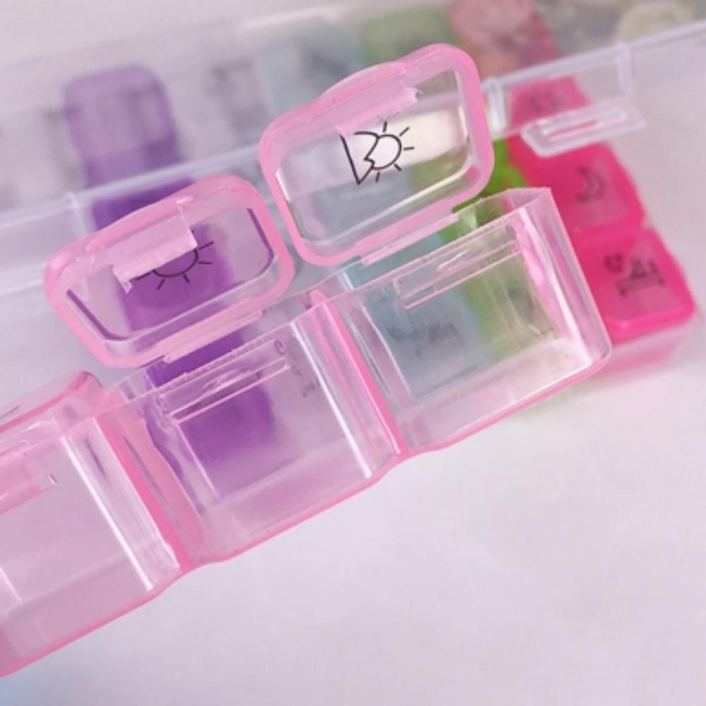 28-Cell Pill Box Plastic Storage Box Seven-Day Organizer For The Elderly Portable One-Week Pill Box Color Division Nail Art