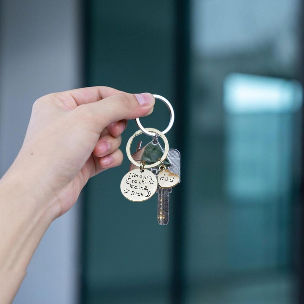 Dad Mom Keychain Bag Pendant Creative I Love You To The Moon Metal Keyring Heart Shape for