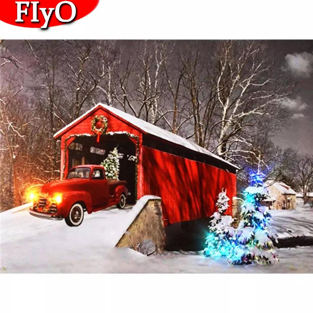 Алмазная вышивка Пейзаж Автомобиль Полный квадратный круглый вышивка крестом Алмазная картина Снежная мозаика Детская комната Декор