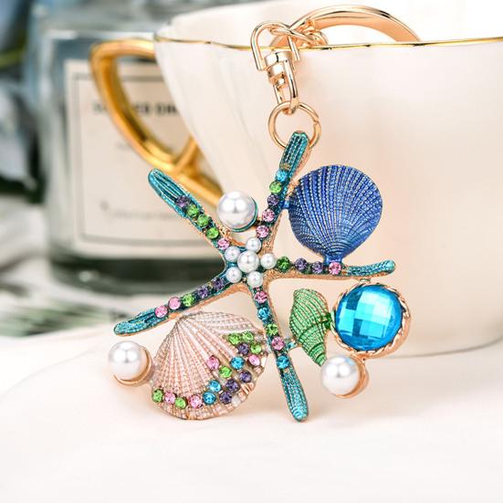 Брелок-звезда из страз, блестящая ракушка, брелок с искусственным жемчугом, подвеска для кошелька, рюкзака, аксессуар, подарок для друзей